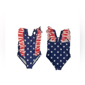 NWT Girls Patriotic Ruffle One Piece Swimsuit Sz 12-18M